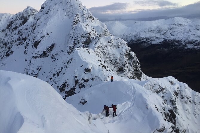 Private Guided Winter Mountaineering Experience in the Cairngorms - Climbing below your route, harness to photos