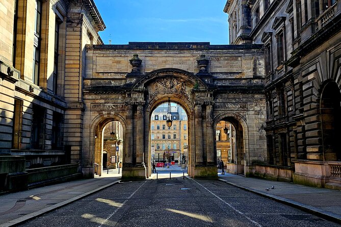 Privately Guided Day Tour of Glasgow in Luxury Minivan - George Square and City Chambers: statues, marble staircases, and film-location trivia